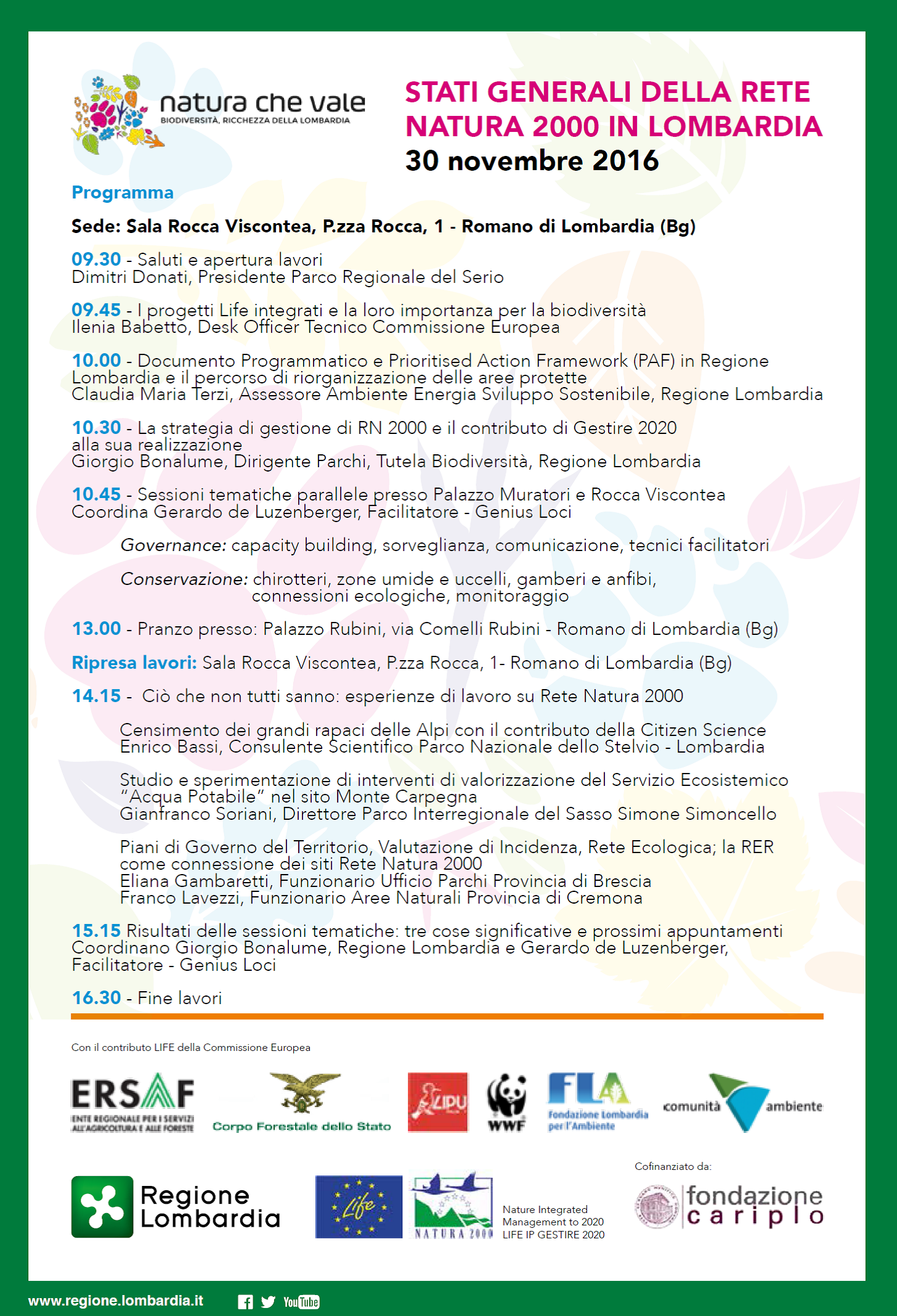 Stati generali Rete Natura 2000 – programma della giornata