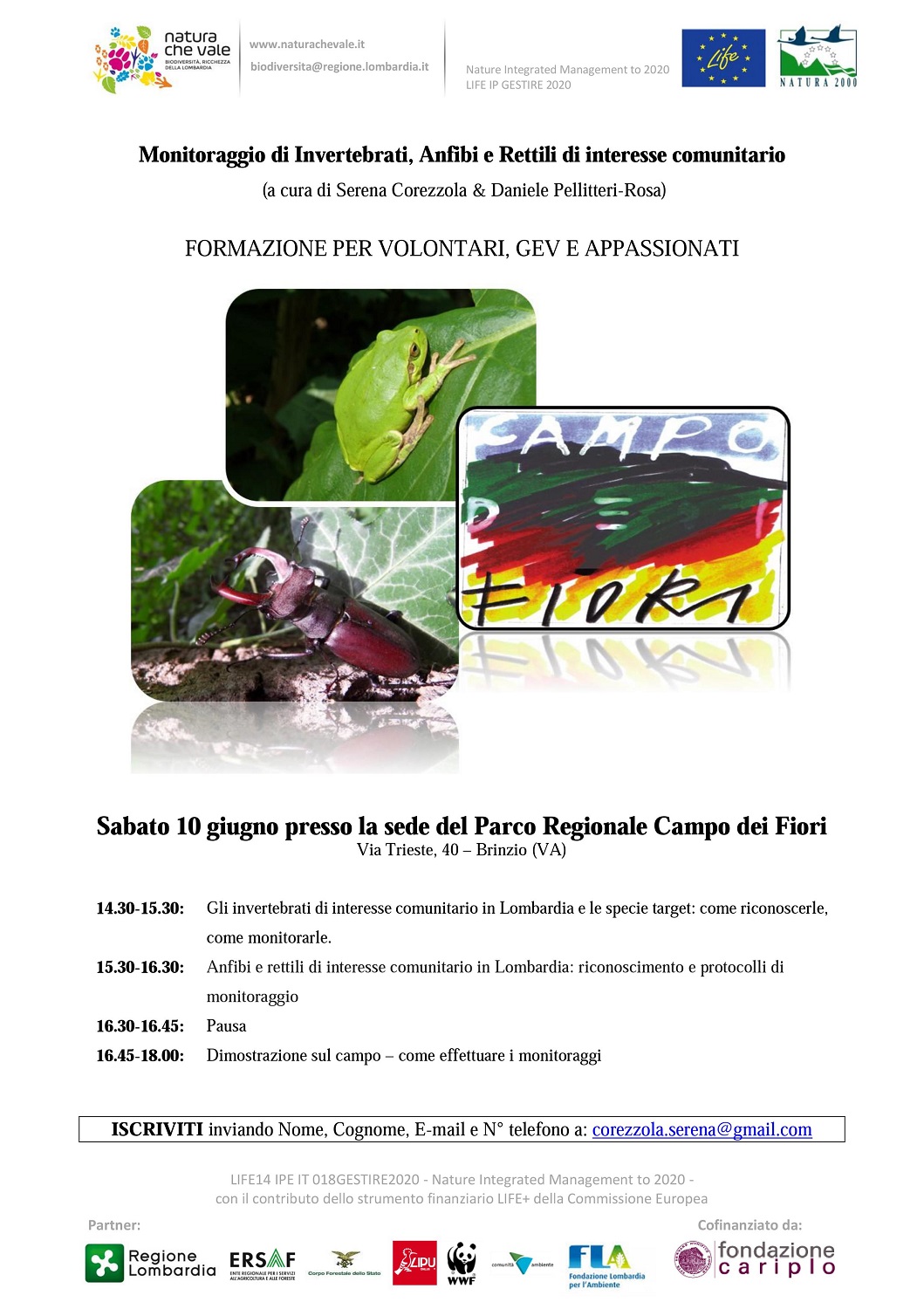 Seminario su monitoraggio di invertebrati, anfibi e rettili di interesse comunitario – Parco Regionale Campo dei Fiori