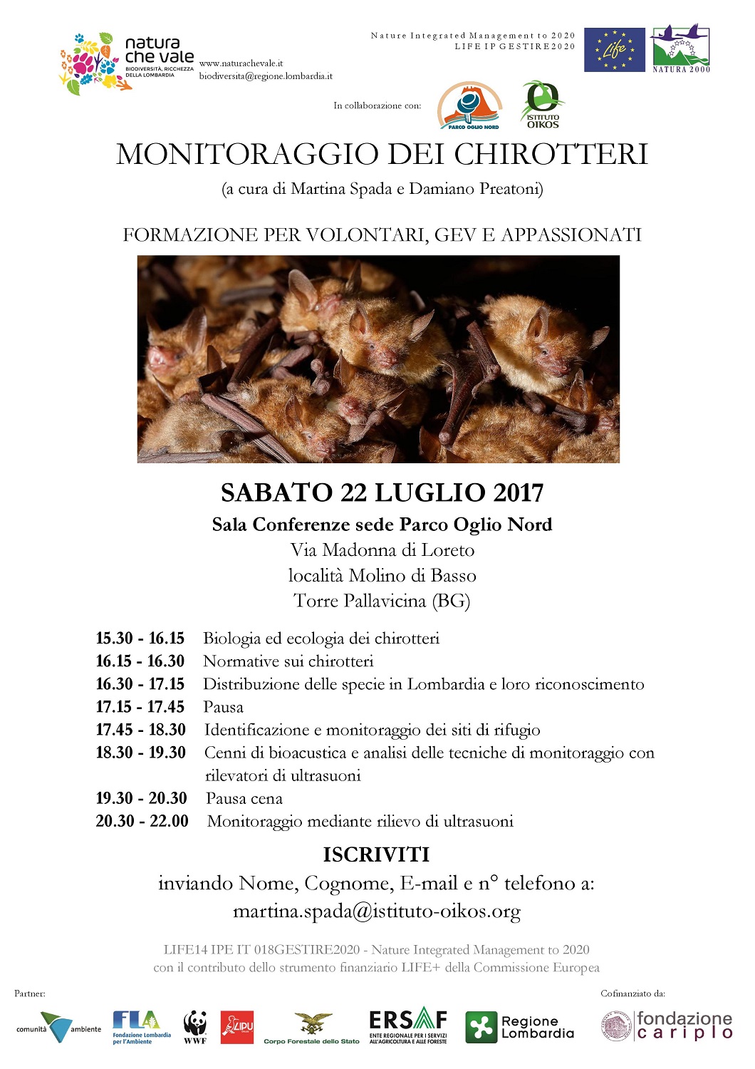 Corso di formazione su monitoraggio chirotteri al Parco Oglio Nord
