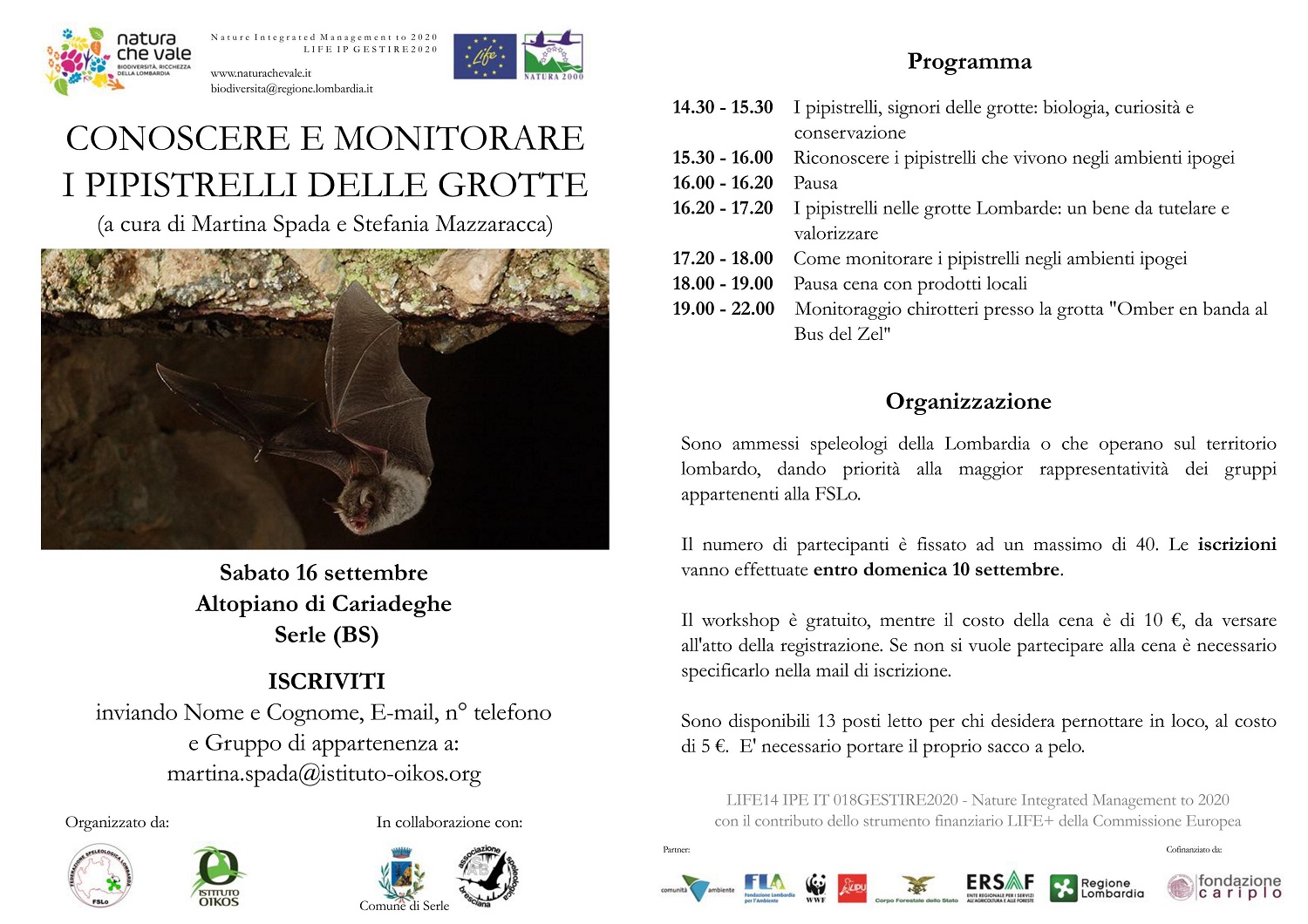 Corso formazione per speleologi sui pipistrelli delle grotte a Cariadeghe
