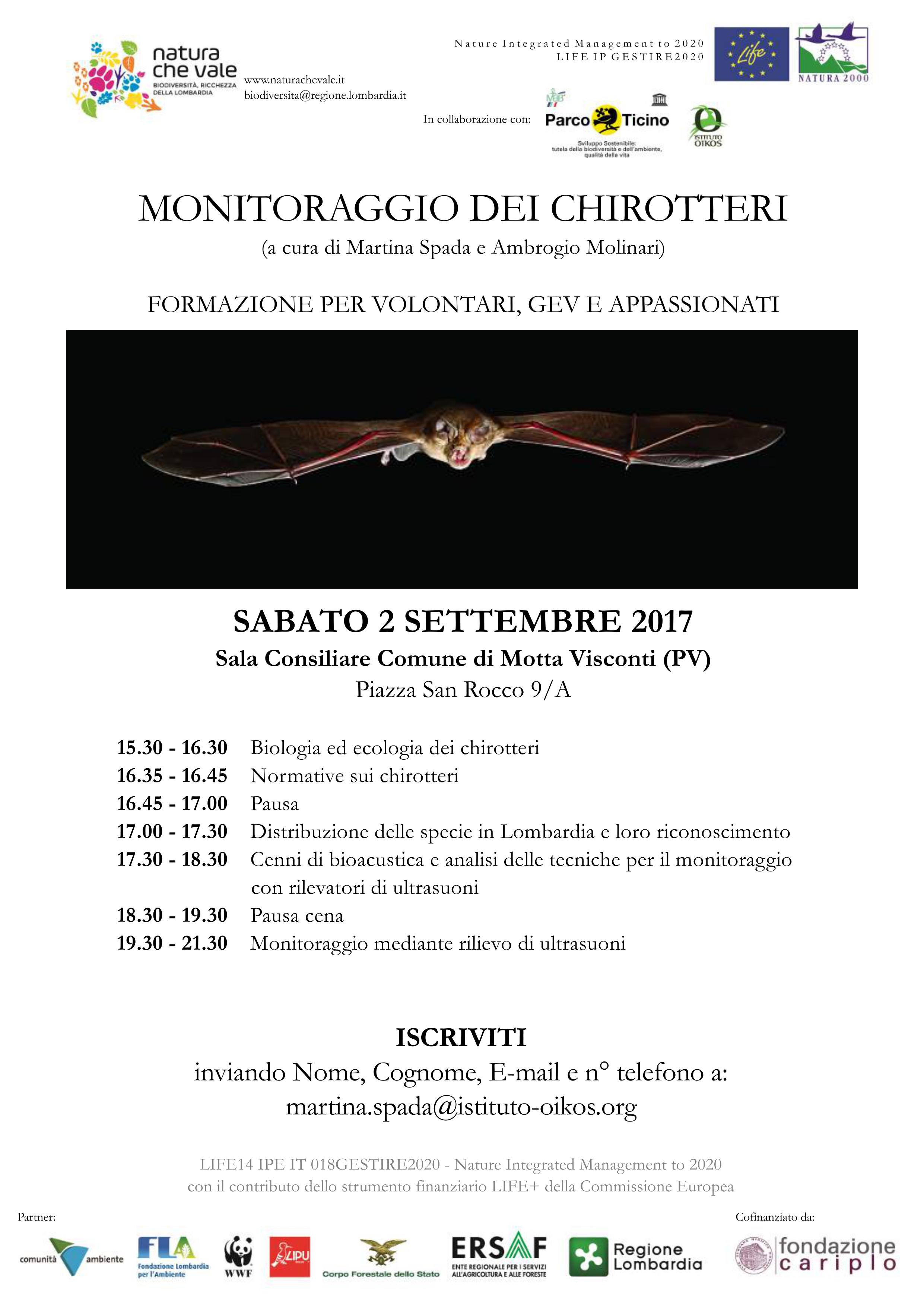Corso formazione su monitoraggio chirotteri a Motta Visconti