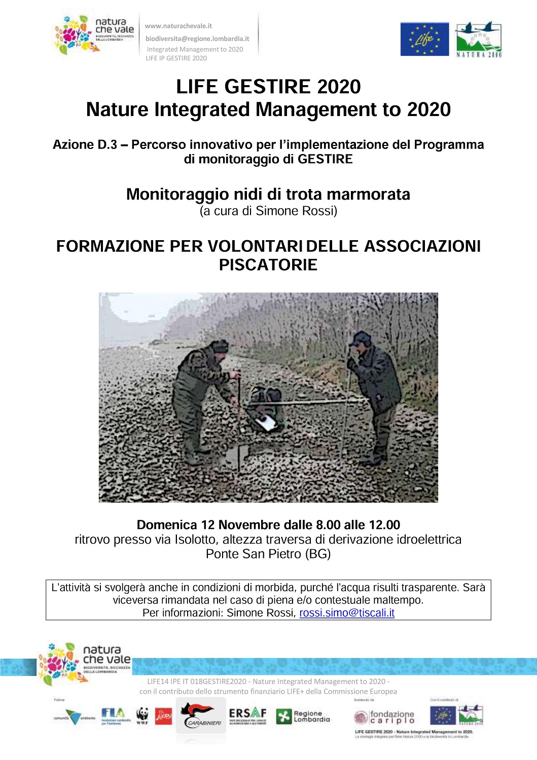 Incontro di formazione su monitoraggio nidi di trota marmorata – Ponte San Pietro (BG)