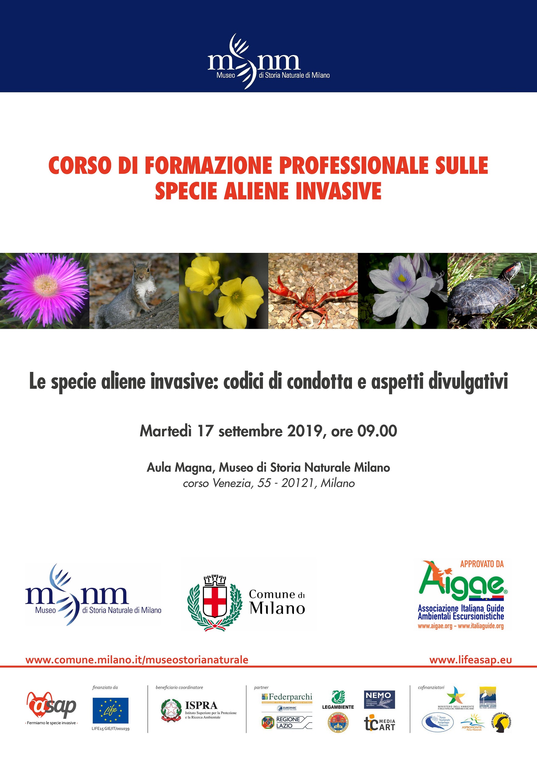Corso di formazione su specie aliene invasive per guide Aigae e Gev – Milano