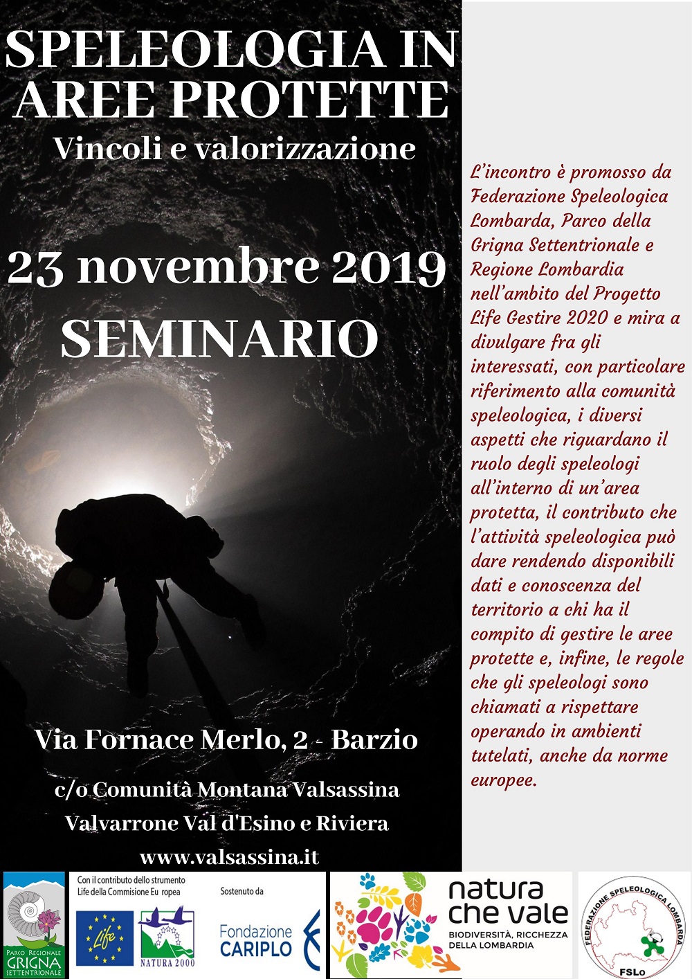 Speleologia in aree protette: vincoli e valorizzazione – Barzio (LC)