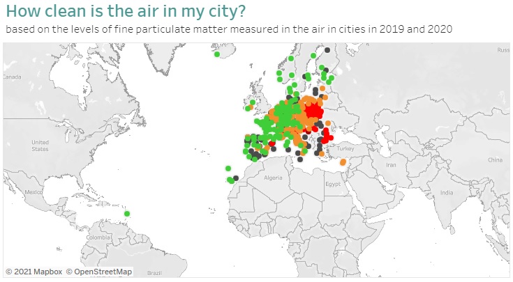 A European city air quality viewer allows you to check long term air pollution levels where you live
