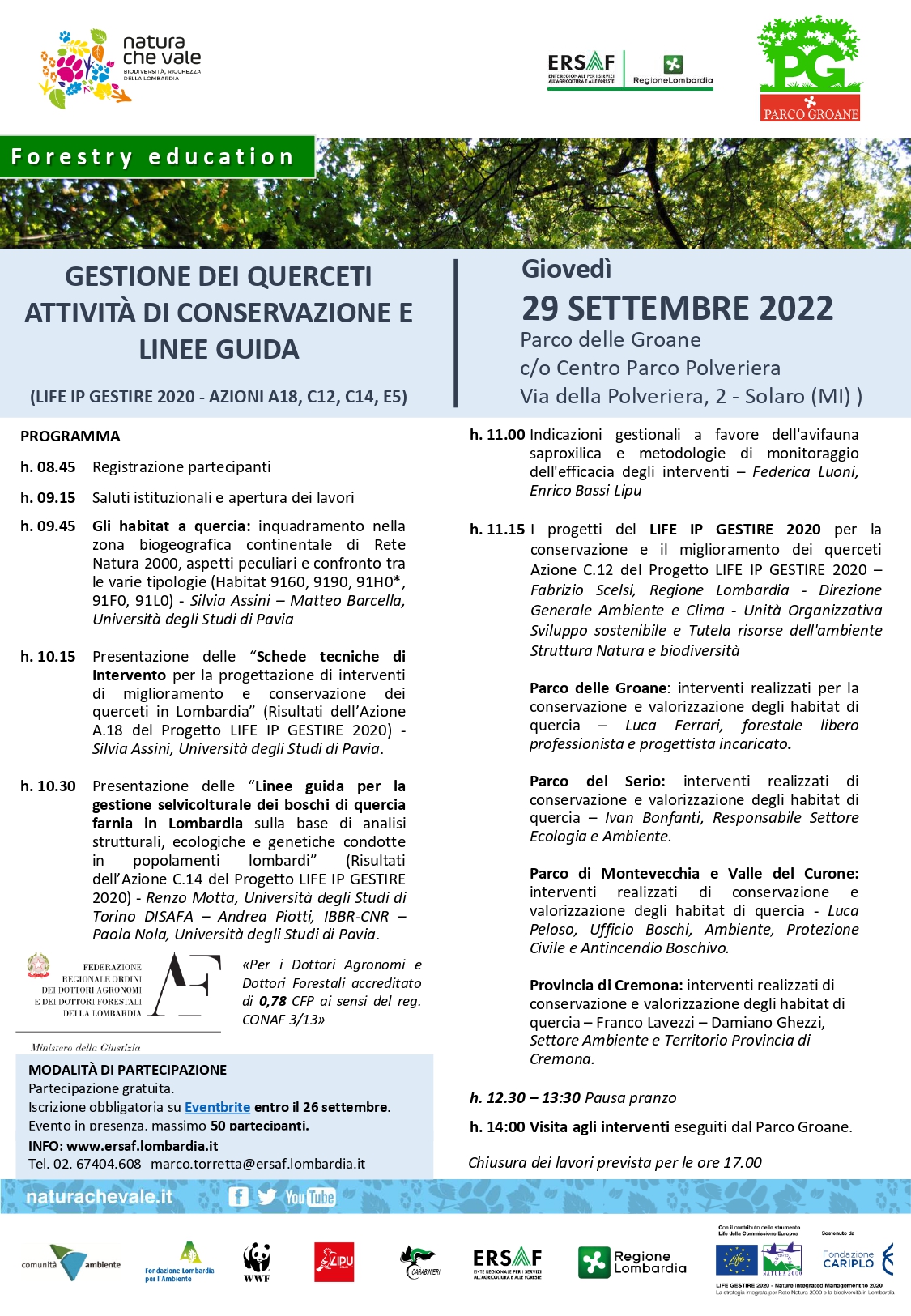 Gestione dei querceti: attività di conservazione e linee guida – Solaro (MI)