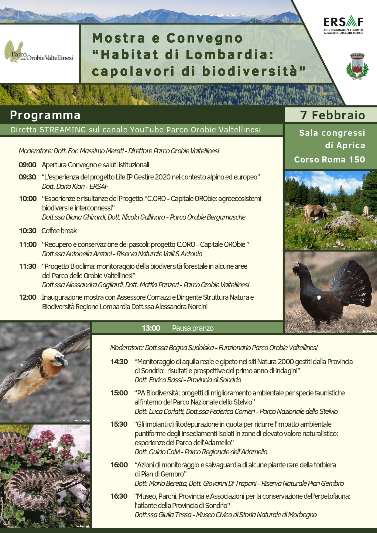 Mostra e Convegno “Habitat di Lombardia: capolavori di biodiversità” – Aprica (SO)