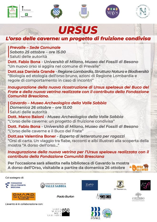 Ursus – L’orso delle caverne: un progetto di fruizione condivisa del patrimonio culturale – Prevalle e Gavardo (BS)